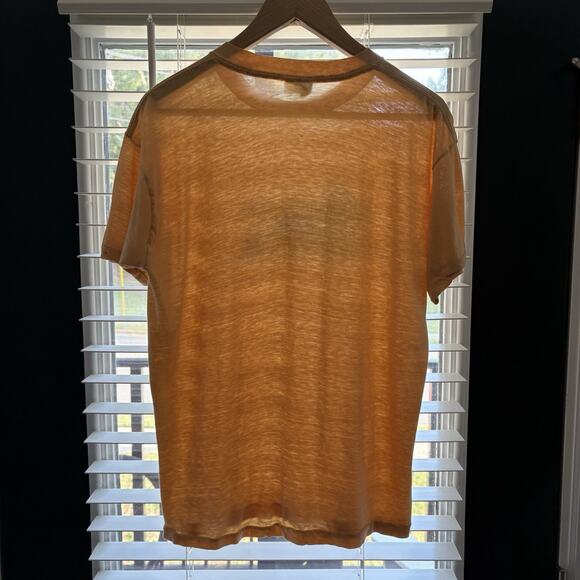 Vintage Paper Thin Distressed Worn Burnout T-Shirt Size L 1980s Yellow Mountain - Picture 6 of 6